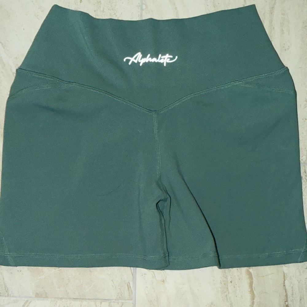 Alphalete Women's High-Rise Teal Green Athletic Shorts
